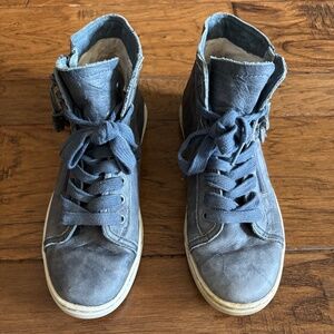 UGG Australia Blaney Trainer Blue Leather Sneakers Lace Up Zipper Women Size 7